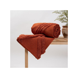 Jeté de lit en acrylique texturé brun premium 70x90 pouces, confort gaufré, drapé doux, parfait pour les acheteurs de la saison hivernale à haute densité de fibres - Product Image 1