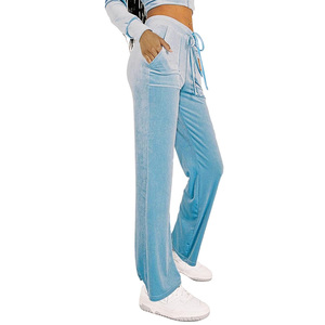 Haute qualité femmes décontracté évasé survêtement ensemble solide coton à capuche évasé pantalon écologique respirant pour l'hiver nouveauté - Product Image 3