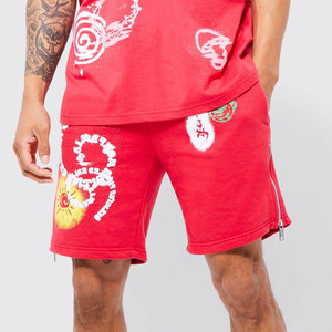 Custom <b>Vintage</b> 100% Cotton All Over Print French Terry <b>Shorts</b> <b>Men</b> Sweat 3D Screen Foam Puff Print Nylon Mesh <b>Shorts</b> For <b>Men</b> - Product Image 4