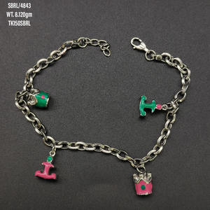 Handmade <b>925</b> <b>sterling</b> <b>silver</b> <b>Bracelet</b> with enamel charms wholesale jewelry For Export stylish <b>bracelets</b> - Product Image 4