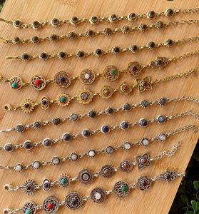 Natural Multi Stones Chain <b>Bracelets</b> <b>Silver</b> Plated Brass Gold Color Gemstone <b>Bracelets</b> - Product Image 2