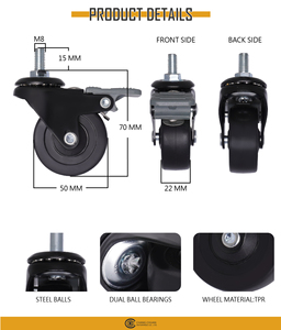 Ruedas giratorias para muebles de 2 pulgadas para suelos de madera dura - Product Image 6