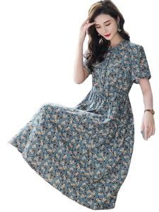 เดรสแม็กซี่พิมพ์ลายดอกไม้หรูหราสำหรับผู้หญิงเสื้อผ้าคุณแม่ผ้าคอตตอนทรงหลวมลำลองพร้อมเชือกผูกระบายอากาศสไตล์ปาร์ตี้ - Product Image 5