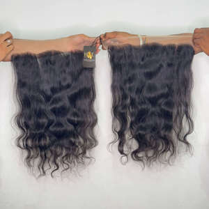 Extensiones de cabello humano natural de templo indio Cierre de encaje rizado paquetes de cabello frontal con frontal de encaje transparente HD - Product Image 2