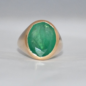 Bague éternelle en or rose faite à la main avec sertissage de pierres précieuses ovales, pierre naturelle pour unisexe, cadeau d'anniversaire, de mariage, de fête - Product Image 2