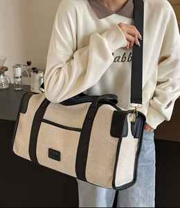 Bolsa de lona de viaje al aire libre con compartimento para zapatos, bolsa cruzada, moda, logotipo personalizado, patrón de letras, bolsas deportivas para gimnasio - Product Image 3