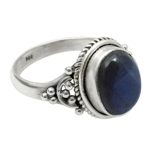 Meilleure vente Design 925 argent Sterling naturel bleu feu Labradorite pierre précieuse forme ovale bague élégante prix de gros fournisseur - Product Image 1