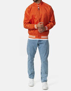 Chaqueta universitaria de aviador de vuelo en blanco informal bordada para hombre, chaqueta de invierno lisa con cuello levantado y logotipo personalizado - Product Image 5