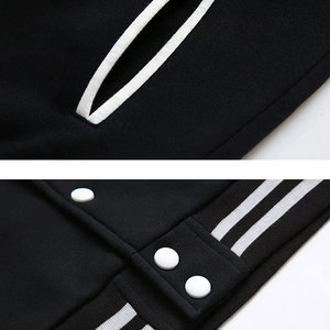 Blouson Bomber Homme Brodé Coupe-Vent Respirant Col Montant Hiver Streetwear Bordure en Fourrure de Mouton Tissu Tricoté en Laine - Product Image 5