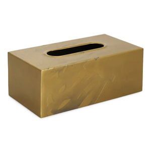 Porte-boîte à mouchoirs en or de luxe rectangulaire finition lisse distributeur de serviettes décoratif pour bureau à domicile hôtel salon - Product Image 1