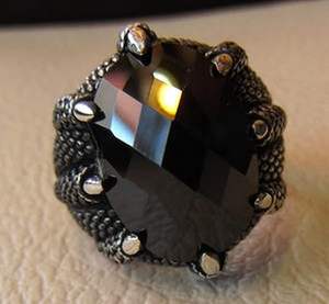 Wholesale <b>Men</b> <b>Ring</b> Natural Black <b>Onyx</b> Gemstone December Birthstone Birthday Eagle Claw <b>Ring</b> Jewelry 925 Sterling Silver <b>Ring</b> - Product Image 5