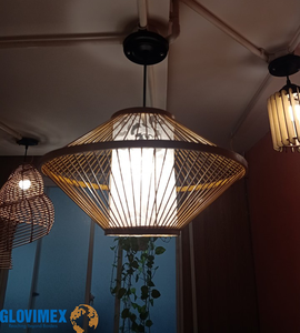 Vietrustic โคมไฟติดเพดานดีไซน์ใหม่, โคมไฟหวายไม้ไผ่โคมไฟสำหรับติดในห้องครัว - Product Image 6