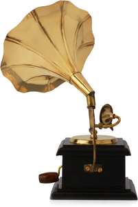 Gramophone vintage en laiton artisanal, pièce décorative classique pour la maison, le salon - Product Image 2