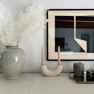 Portavelas de Metal indio con forma de medio círculo de diseño creativo aluminio recubierto de polvo blanco para decoración del hogar - Product Image 3