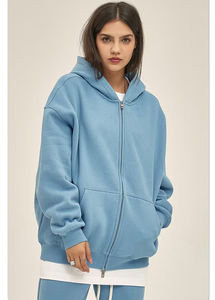 Oferta 2026: Sudadera con capucha unisex de algodón polar de 350 g, tipo cárdigan de doble cremallera, holgada - Product Image 4