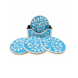 ชุดที่รองแก้วแบบฝังลายดอกไม้4ชิ้นพร้อมที่รองแก้วแฮนด์เมดสำหรับเครื่องดื่มพร้อมที่วางแก้วสำหรับโต๊ะกาแฟ - Product Image 5