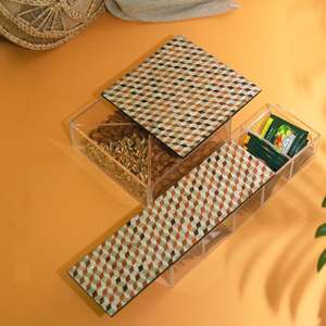 Caja de almacenamiento de chocolate acrílica hecha a mano con tapa de incrustaciones de concha personalizada con logotipo para decoración y regalos árabes modernos para el hogar - Product Image 3