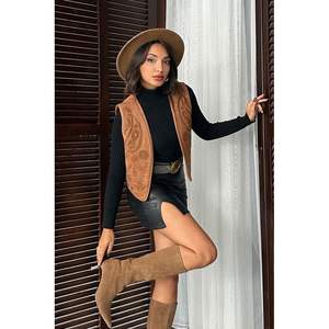 Chaleco de Gamuza Bordado para Mujer, Estilo Occidental, Elegante, Venta al Por Mayor, Marca Topshow - Product Image 5