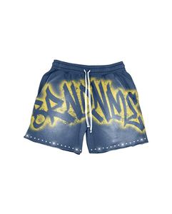 Concevez votre marque 100% coton Streetwear Sun Fade Sweat Shorts français éponge Logo personnalisé lavage à l'acide en détresse Shorts strass - Product Image 6