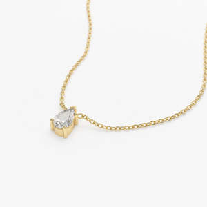 Collier solitaire en or massif 14 carats en forme de poire avec diamants naturels Collier à pendentif en diamant véritable taille poire 0,25 ct - Product Image 5