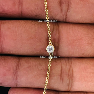 14K Or Massif 0.25 Ct Lab Grown Diamond Solitaire Bracelet pour elle Fine Jewelry. - Product Image 2