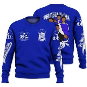 Phi Beta Sigma grec 1914 pull en tricot acrylique bleu blanc Chenille lettres Sigma Beta fraternité vêtements pull - Product Image 1