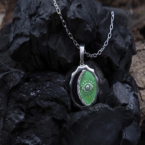 Colgante de ojo delicado de Plata de Ley 925 para mujer chapado en oro y rodio negro verde esmalte sin níquel para collar producto a granel - Product Image 2