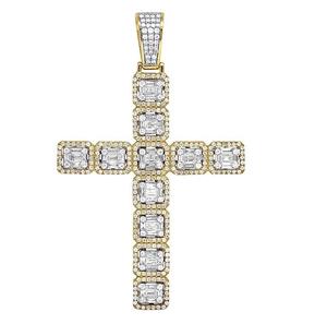 Pendentif Hip Hop en argent sterling 925 pour homme avec diamant rond et baguette en moissanite - Product Image 1