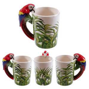 Ensemble de 2 tasses en forme de perroquet ara au design original pour cadeaux - Henkel 3-D - Product Image 4