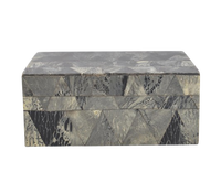 Coffret de Rangement de Luxe Personnalisable en Résine et MDF Noir-Gris avec Mosaïque Géométrique Triangulaire, Idéal pour Bijoux et Décoration Intérieure