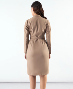 Vestido de noche moderno y moderno de satén para mujer con cuello redondo para reuniones formales de oficina y eventos transpirables - Product Image 2