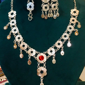 Argent 925 acier inoxydable classique cristal collier femmes à la mode luxe fêtes de mariage ensemble de bijoux pour cadeau - Product Image 1