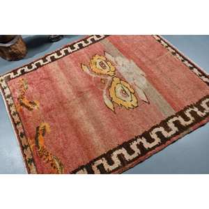 Tapis turc vintage classique rouge marron 4.9x5.4ft grande surface laine Latex support Patchwork motif 10mm pour couloir Rectangle nouveau - Product Image 2