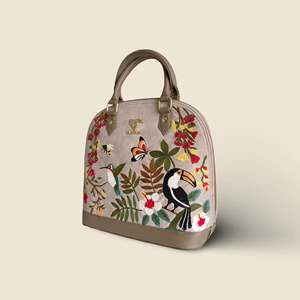 Vegan Leather Luxury Designer Handbag for Women-Stylish Half Moon Tote with Embroidery Zipper Closure 2-2.9L Capacity - Product Image 5