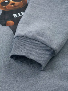 Ras du cou ours imprimé produit à forte demande sweat hommes décontracté conception graphique à manches longues surdimensionné respirant tricot tissu - Product Image 2