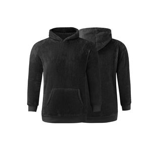 Nouveauté : sweat-shirts à capuche en fourrure pour homme avec poche, couleur noire, coupe ajustée, grande taille, streetwear, sweat-shirt pour garçon - Product Image 4