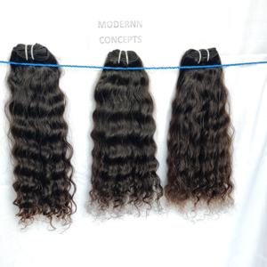 100% None Chemical Processing Indian Cheap Virgin Cuticle Aligned Natural Wavy Bundles <b>Black</b> Color Temple Human <b>Hair</b> <b>Extensions</b> - Product Image 1