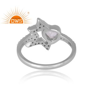 Design étonnant Bague en argent sterling 925 plaqué palladium lune arc-en-ciel naturelle et topaze blanche Fabricant de bijoux personnalisé - Product Image 2