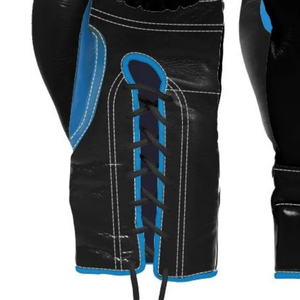 ถุงมือชกมวยแบบผูกเชือก Winning สีดำ-ฟ้า หนังพรีเมียม สำหรับการแข่งขันมวย ฝึกซ้อม และสปาร์ริง คุณภาพงานแฮนด์เมด ขนาด 8 ออนซ์ - Product Image 5