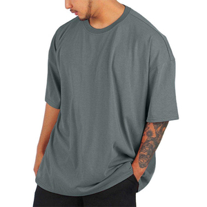 Camisetas en blanco a granel de Color sólido de algodón 100% de calidad superior para hombre, camiseta de gran tamaño con hombros caídos para hombre - Product Image 6
