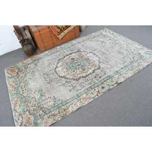 Alfombra Turca Vintage de 5.1x8 pies, Alfombra Grande, Alfombra de Lana Marroquí Azul Grisácea - Product Image 2