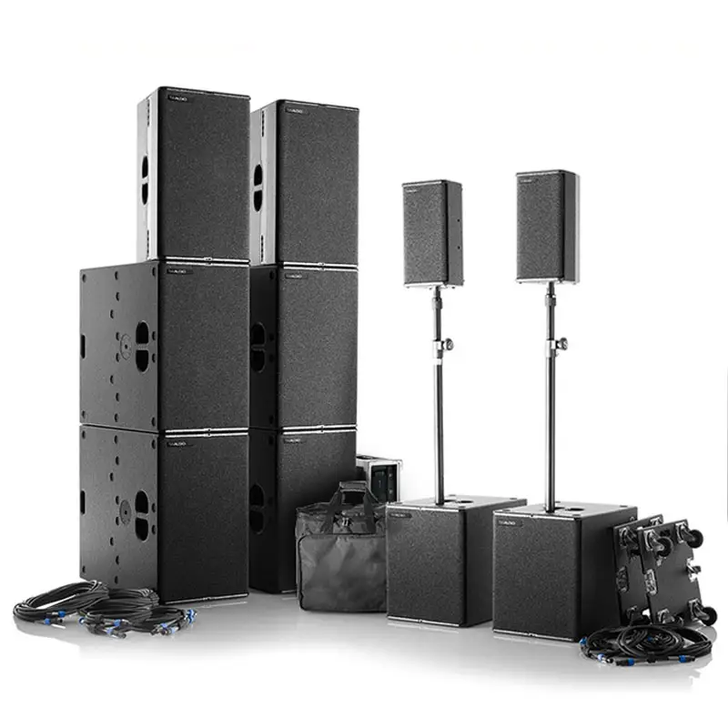 Active Audio Line Array Speaker Sound System With Powered Subwoofer Build In Amplifier Module For Outdoor Live Music Party