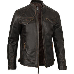 Blouson de moto en cuir pour homme, col montant, respirant, séchage rapide, tendance mode, style urbain, vente en gros 2026 - Product Image 3