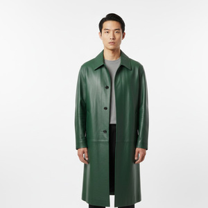 Abrigo de Cuero Estilo Urbano para Hombre, Proveedor de Fábrica OEM, Venta al por Mayor, Abrigo Largo Personalizado, Prenda Exterior de Moda Elegante de Algodón - Product Image 1