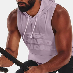 Conception à capuche décontracté Gym Fitness hommes débardeur personnalisé USA taille extensible hommes débardeurs Logo personnalisé maillots hommes débardeurs côtelés - Product Image 3