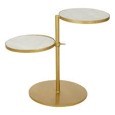 Table d'appoint de luxe tendance avec dessus en marbre blanc Ensemble de table d'angle de meubles modernes pour le salon - Product Image 4