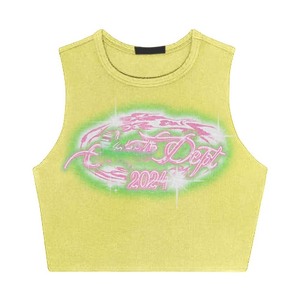 Women 230 GSM Soft Cotton Jersey Purple Crop Top Digital <b>Print</b> Screen <b>Print</b> Custom Logo Casual Street Style Breathable Crop Top - Product Image 6