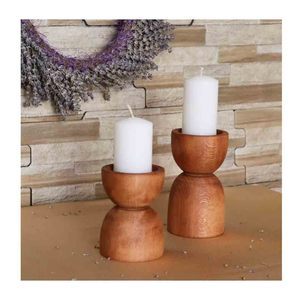 Porte-bougie décoratif en bois de manguier pour la décoration de mariage - Product Image 1