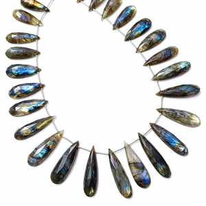 Meilleur superbe collier de perles de poire en labradorite naturelle avec fermoir en argent 925 pour femmes collier de perles de pierres précieuses d'Inde - Product Image 4