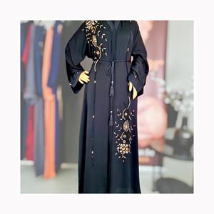 Custom Traditional Modest Style Muslim Women's Islamic <b>Dress</b> Empire Two Piece Open Abaya Printed Knitted Cardigan Sweater - Product Image 5